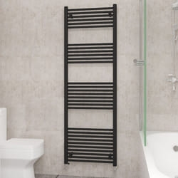 NRG Straight Central Heating Towel Rail Bathroom Heated Rad Radiators Ladder Warmer - 1800x600mm, Black