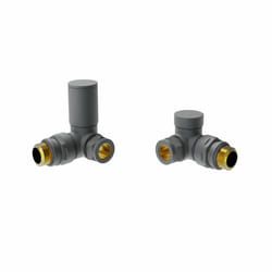 Round Head Manual Corner Radiator Rad Valves 1/2"x15mm Brass Twin Pack - Anthracite