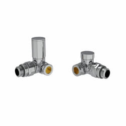 Round Head Manual Corner Radiator Rad Valves 1/2"x15mm Brass Twin Pack - Chrome