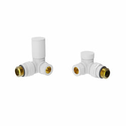 Round Head Manual Corner Radiator Rad Valves 1/2"x15mm Brass Twin Pack - White