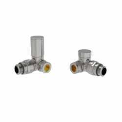 Round Head Manual Corner Radiator Rad Valves 1/2"x15mm Brass Twin Pack - Satin Nickel