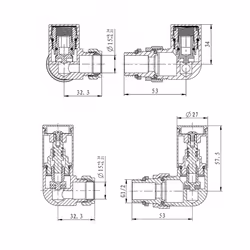 Round Head Manual Corner Radiator Rad Valves 1/2"x15mm Brass Twin Pack - Satin Nickel