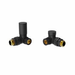 Round Head Manual Corner Radiator Rad Valves 1/2"x15mm Brass Twin Pack - Black