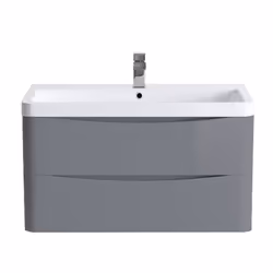 NRG 800mm Gloss Grey 2 Drawer Wall Hung Bathroom Cabinet Vanity Sink Unit with Basin