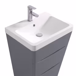 NRG 600mm Gloss Grey 2 Drawer Floor Standing Bathroom Cabinet Storage Furniture Vanity Sink Unit