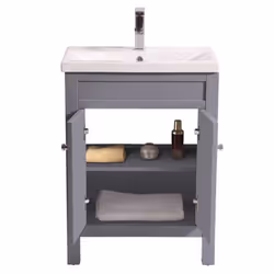 NRG Traditional Bathroom Vanity Sink Unit Cabinet Basin Floor Standing Storage Furniture 600mm Grey