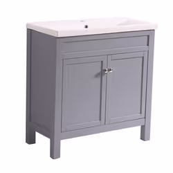 NRG Traditional Bathroom Vanity Sink Unit Cabinet Basin Floor Standing Storage Furniture 800mm Grey