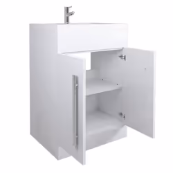 NRG White 600mm Bathroom Furniture Storage Cabinet Vanity Unit Basin Sink Freestanding Flat Pack