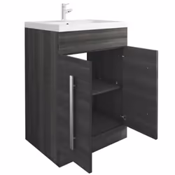 NRG Grey 600mm Bathroom Furniture Storage Cabinet Vanity Unit Basin Sink Freestanding Flat Pack