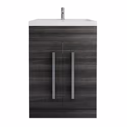 NRG Grey 600mm Bathroom Furniture Storage Cabinet Vanity Unit Basin Sink Freestanding Flat Pack