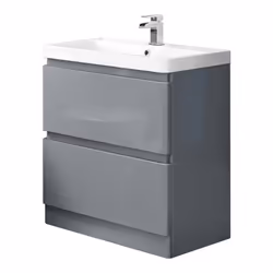 NRG Floor Standing 2 Drawer Vanity Unit Basin Storage Bathroom Furniture 800mm Gloss Grey