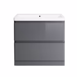 NRG Floor Standing 2 Drawer Vanity Unit Basin Storage Bathroom Furniture 800mm Gloss Grey