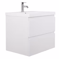 NRG White 600mm Wall Hung 2 Drawer Vanity Basin Unit with Free Mirror
