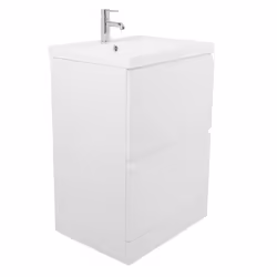 NRG White 600mm Bathroom Floor Vanity Sink Unit 2 Drawer Furniture with Free Mirror