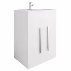 NRG White Bathroom Furniture Storage Cabinet Freestanding Vanity Unit & Basin - 600mm