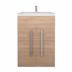 NRG Light Oak Bathroom Furniture Storage Cabinet Freestanding Vanity Unit & Basin - 600mm