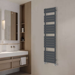 NRG Flat Panel Heated Towel Rail Bathroom Rad Radiator Anthracite - 1800x450mm