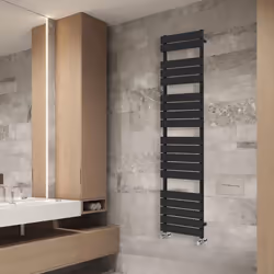 NRG Flat Panel Heated Towel Rail Bathroom Rad Radiator Black - 1800x450mm