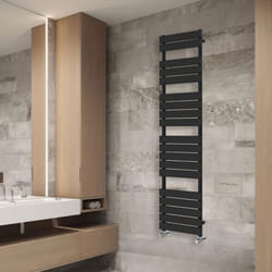 NRG Flat Panel Heated Towel Rail Bathroom Rad Radiator Black - 1800x450mm