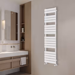 NRG Flat Panel Heated Towel Rail Bathroom Rad Radiator White - 1800x450mm