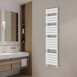 NRG Flat Panel Heated Towel Rail Bathroom Rad Radiator White - 1800x450mm