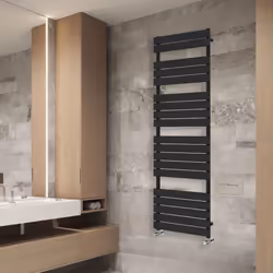 NRG Flat Panel Heated Towel Rail Bathroom Rad Radiator Black - 1800x600mm
