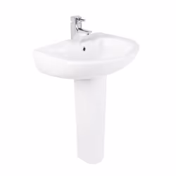 NRG Bathroom Cloakroom Full Pedestal 540mm Basin Compact Single Tap Hole Sink