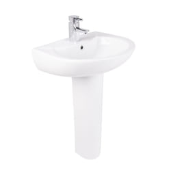 NRG Bathroom Cloakroom Full Pedestal 540mm Basin Compact Single Tap Hole Sink