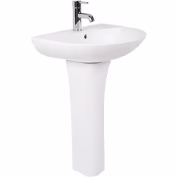 NRG Bathroom Modern Cloakroom Full Pedestal 550mm Basin Compact Single Tap Hole Sink