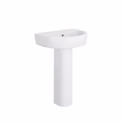 NRG Bathroom Cloakroom Full Pedestal 550mm Basin Compact Single Tap Hole Sink