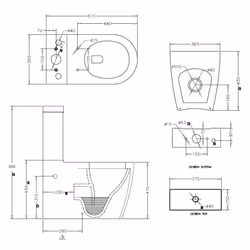 NRG Bathroom Modern Close-Coupled Toilet with Cistern and PP Seat Cover