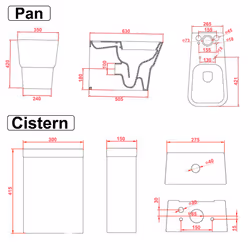 NRG Bathroom Toilet WC Close Coupled Toilet and Cistern Compact Soft Close UF Seat