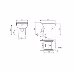 NRG White Back To Wall Toilet Pan for Bathroom WC with Soft Close Seat