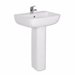 NRG Short Projection Bathroom Pedestal 520mm Basin Compact Cloakroom Single Tap Hole Sink