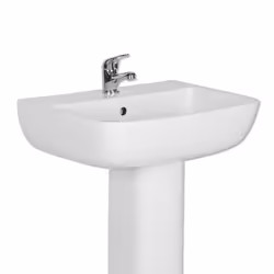 NRG Short Projection Bathroom Pedestal 520mm Basin Compact Cloakroom Single Tap Hole Sink