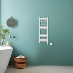Bathroom Curved Prefilled Electric Heated Towel Rail Ladder Warmer Radiator - White, 800x300mm
