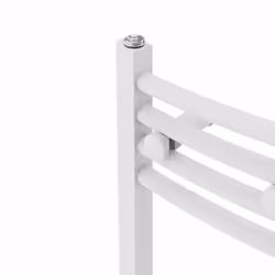 Bathroom Curved Prefilled Electric Heated Towel Rail Ladder Warmer Radiator - White, 1400x600mm