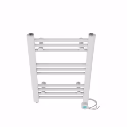 Pre-filled Bathroom Straight Electric Heated Towel Rail Radiator Thermostatic - White, 600x400mm