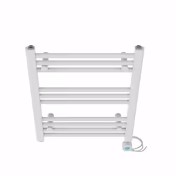 Pre-filled Bathroom Straight Electric Heated Towel Rail Radiator Thermostatic - White, 600x500mm
