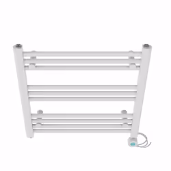Pre-filled Bathroom Straight Electric Heated Towel Rail Radiator Thermostatic - White, 600x600mm