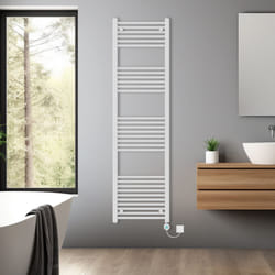 Pre-filled Bathroom Straight Electric Heated Towel Rail Radiator Thermostatic - White, 1800x500mm