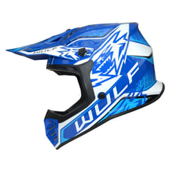 ) Wulfsport Air-X Kids Chidren Helmet Motorbike Motorcycle Helmet Cub ATV Crash - Blue, L(51-52cm