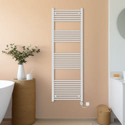 NRG Prefilled Thermostatic Electric Straight Heated Towel Rail Radiator - White, 1800x600mm
