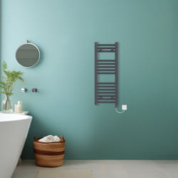 Bathroom Curved Prefilled Electric Heated Towel Rail Ladder Warmer Radiator - Anthracite, 800x300mm