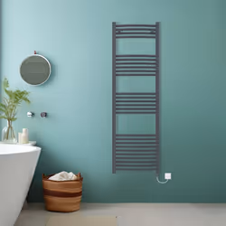 Bathroom Curved Prefilled Electric Heated Towel Rail Ladder Warmer Radiator - Anthracite, 1600x500mm
