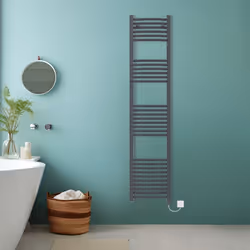 Bathroom Curved Prefilled Electric Heated Towel Rail Ladder Warmer Radiator - Anthracite, 1800x400mm