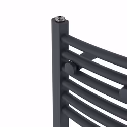 Bathroom Curved Prefilled Electric Heated Towel Rail Ladder Warmer Radiator - Anthracite, 1800x600mm