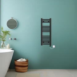 Bathroom Curved Prefilled Electric Heated Towel Rail Ladder Warmer Radiator - Black, 800x300mm