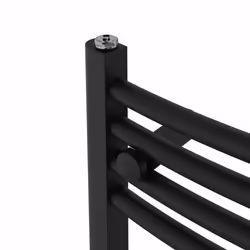 Bathroom Curved Prefilled Electric Heated Towel Rail Ladder Warmer Radiator - Black, 1600x600mm
