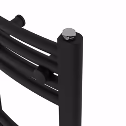 Bathroom Curved Prefilled Electric Heated Towel Rail Ladder Warmer Radiator - Black, 1600x600mm